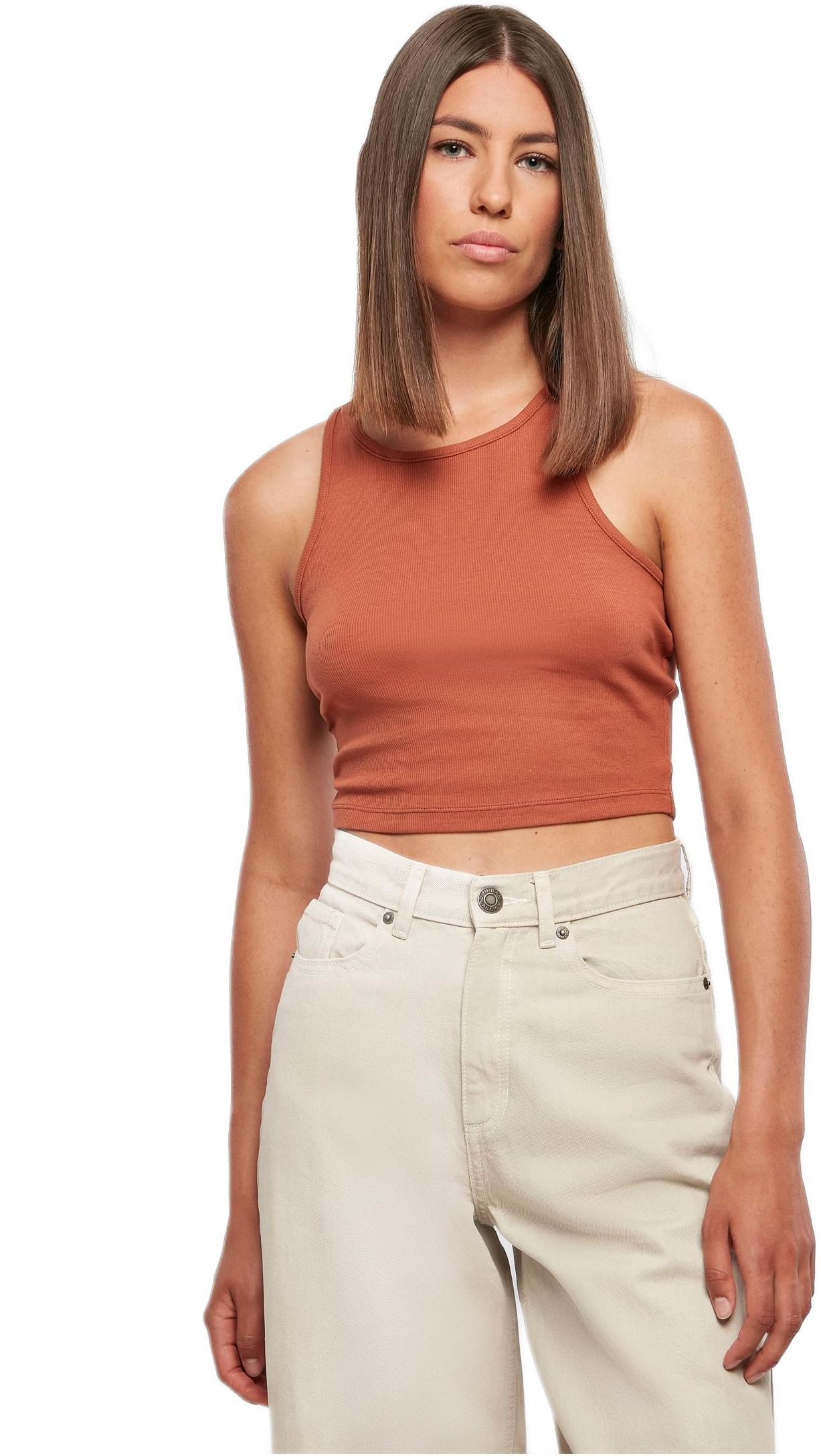 Γυναικείο Cropped Rib Top TB1498 Urban Classics Terracotta