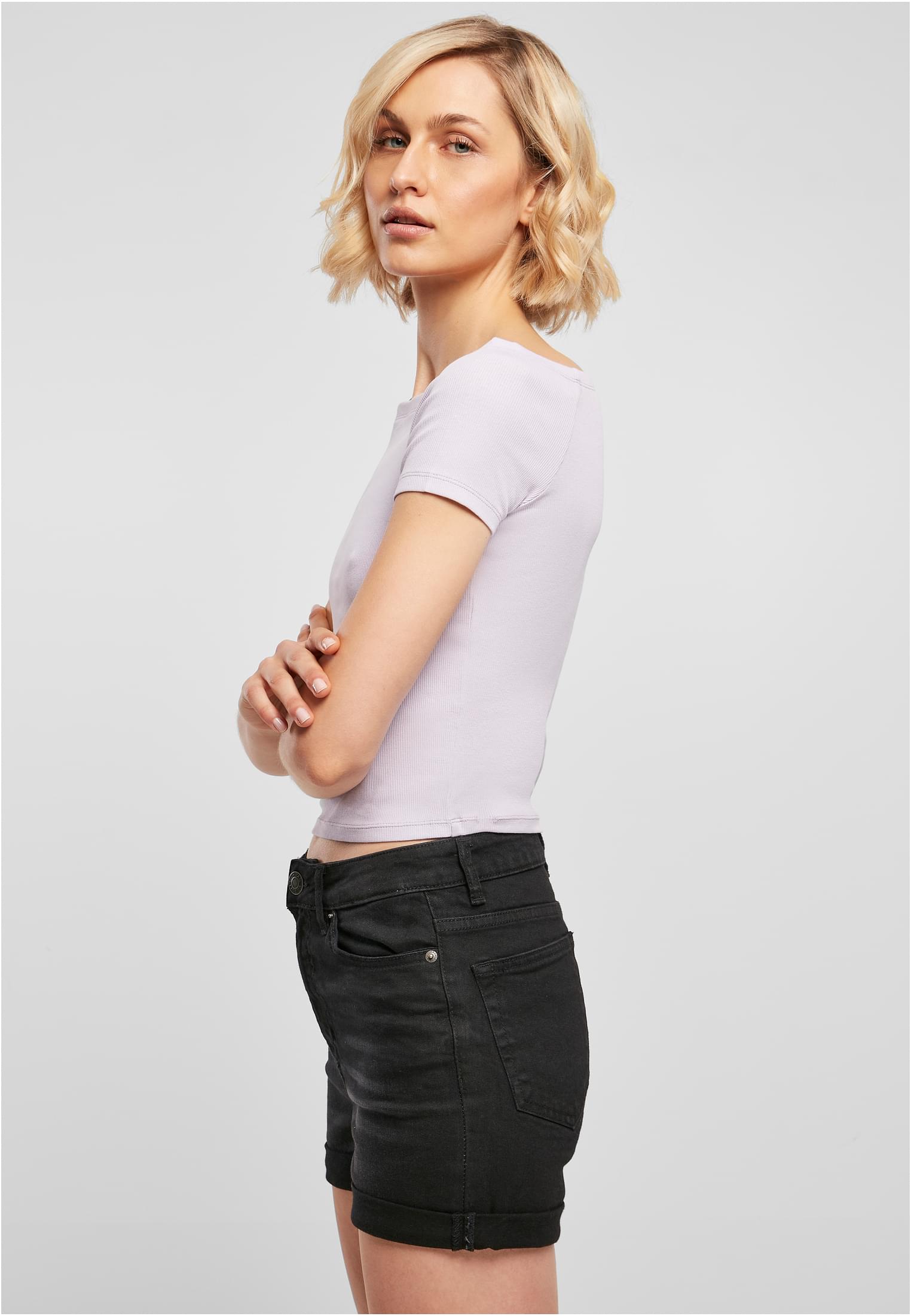Γυναικεία Μπλούζα Off Shoulder Rib TB1500 Urban Classics Black Lilac