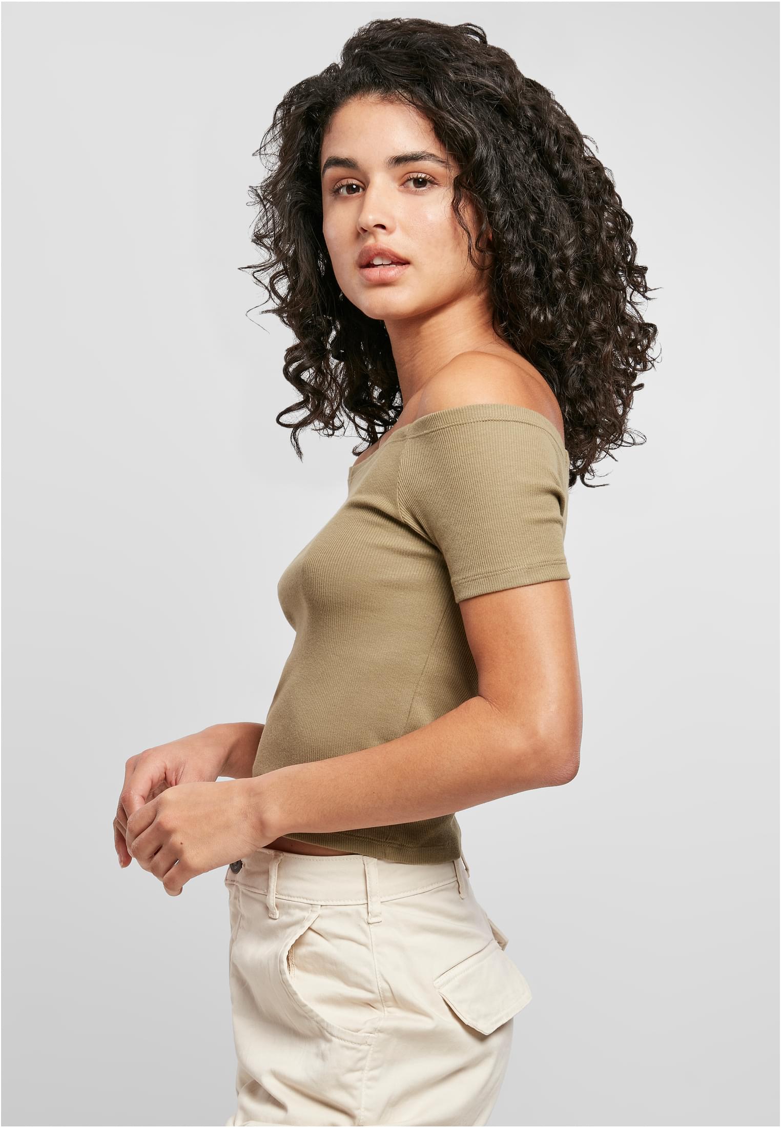 Γυναικεία Μπλούζα Off Shoulder Rib TB1500-00472 Urban Classics Khaki