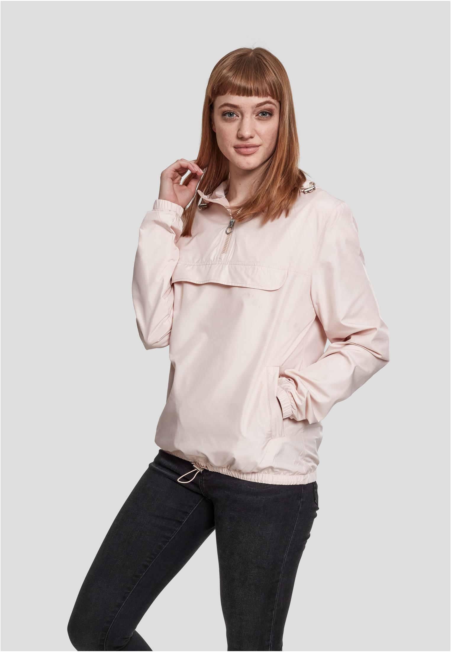 Γυναικείο Μπουφάν Pull Over TB2013 Urban Classics Black-Rose Light Pink