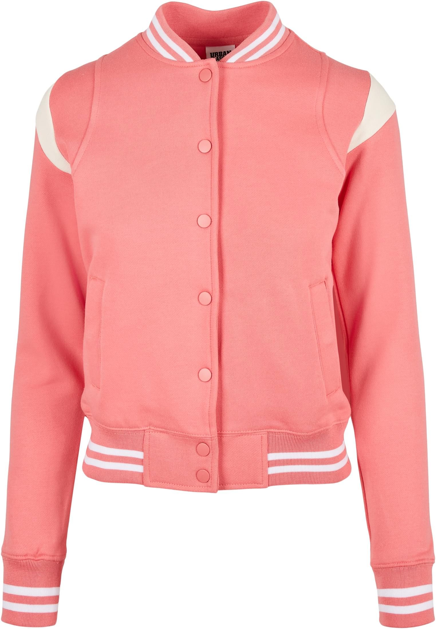 Ladies Inset College Sweat Jacket Urban Classics TB2618-02923 palepink/whitesand