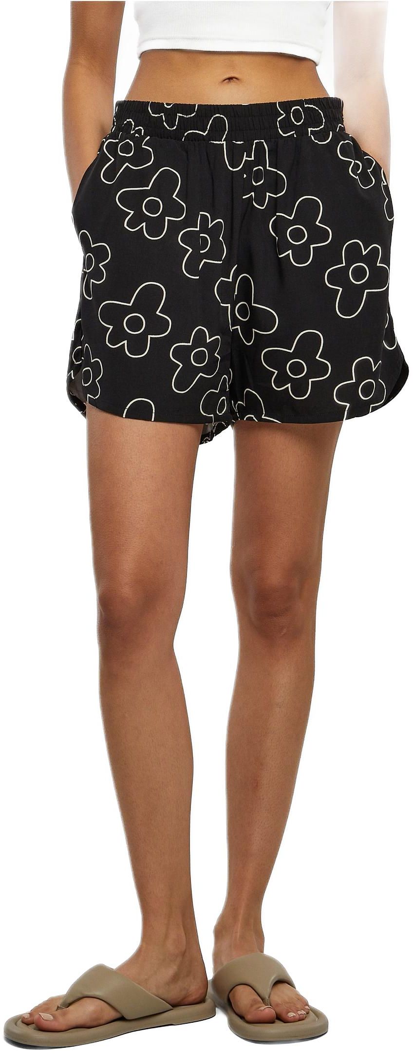 Ladies AOP Viscose Resort Shorts Urban Classics TB3435-01709 blackflower
