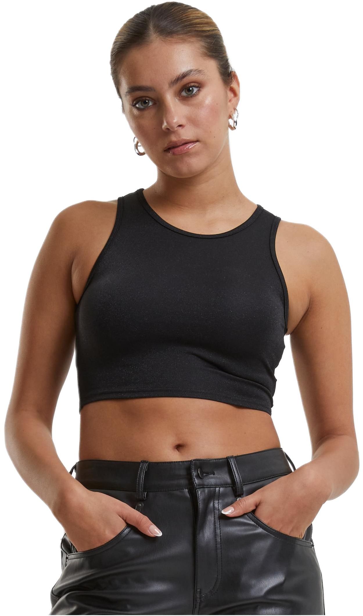 Γυναικείο Cropped Top TB6990-00007 Urban Classics Glitter Black
