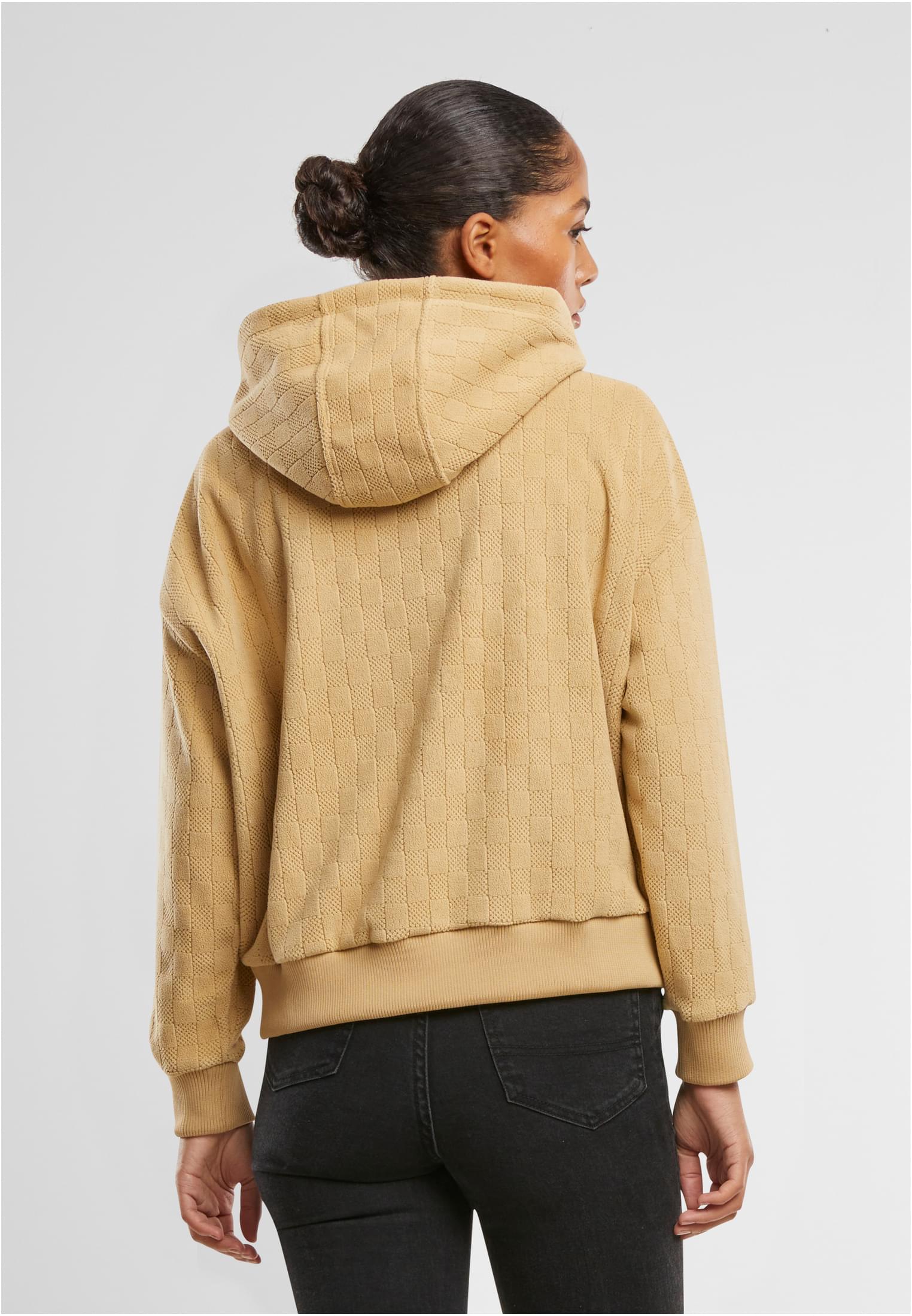 Γυναικείο Φούτερ με Κουκούλα και Φερμουάρ Ladies Jacquard Velvet Oversized Zip Hoody TB7121-03738 Urban Classics unionbeige