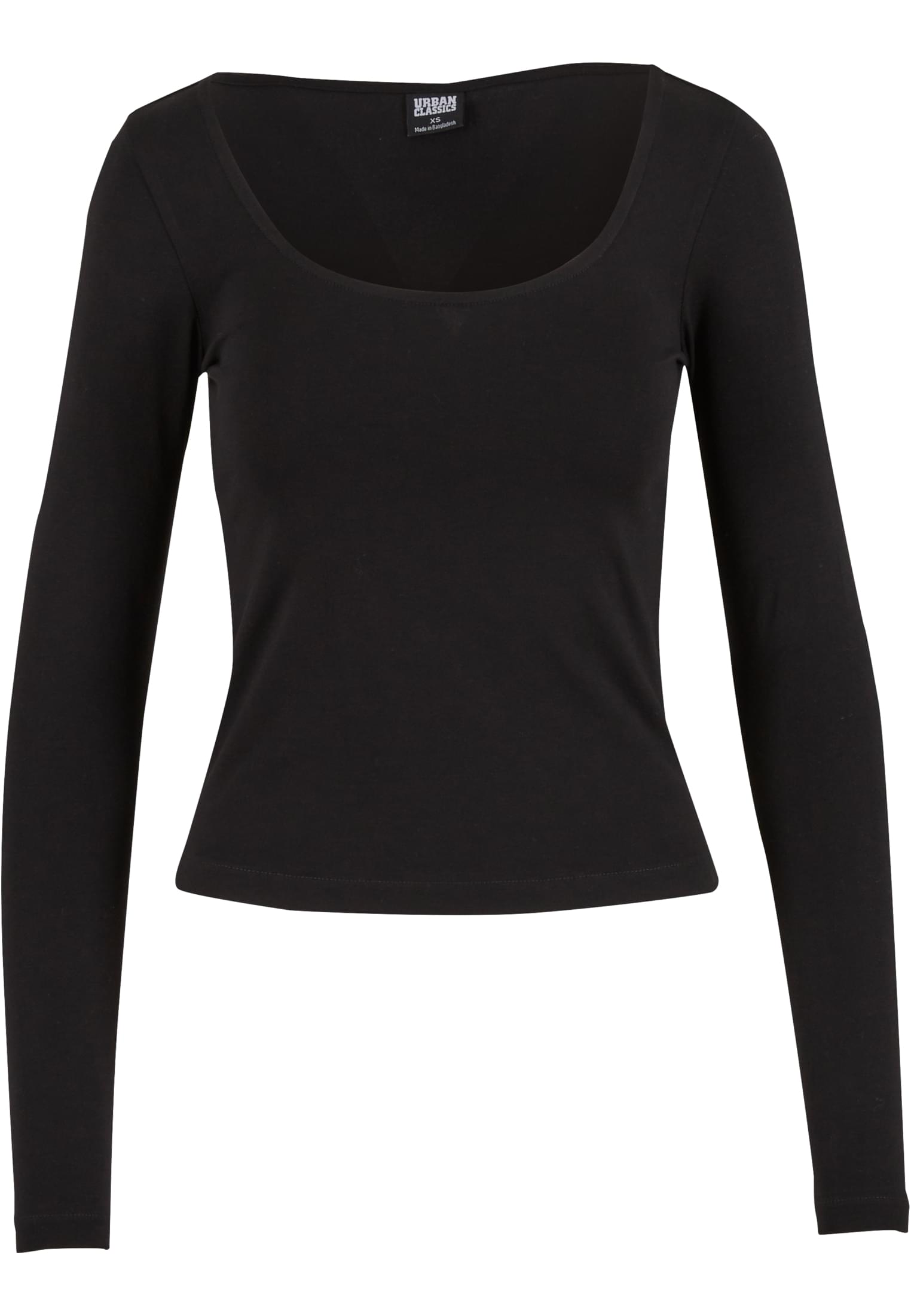 Ladies Wide Neck Longsleeve Urban Classics Tb7162-00007 Black γυναικεία Basic T-Shirts Simple Wear Μπλουζάκια κοντομάνικα