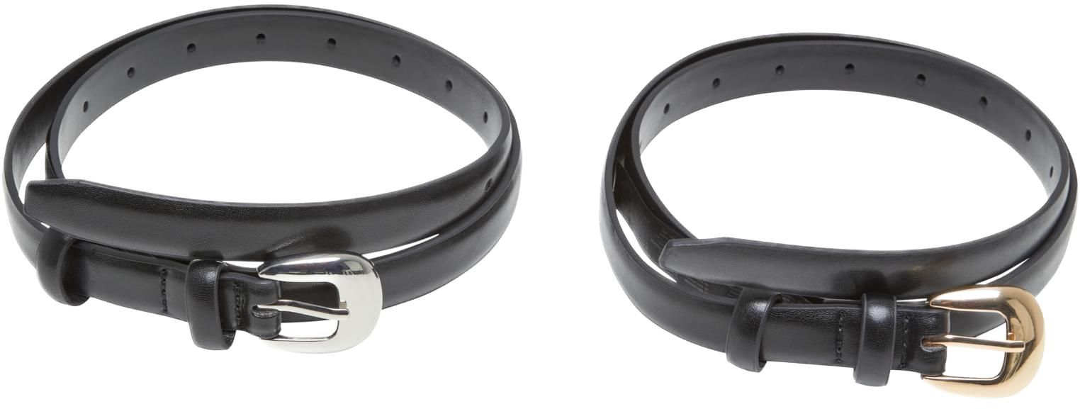 Σετ 2 Ζώνες Chunky Buckle Slim TB7208A-17833 Urban Classics black/silver+black/gold