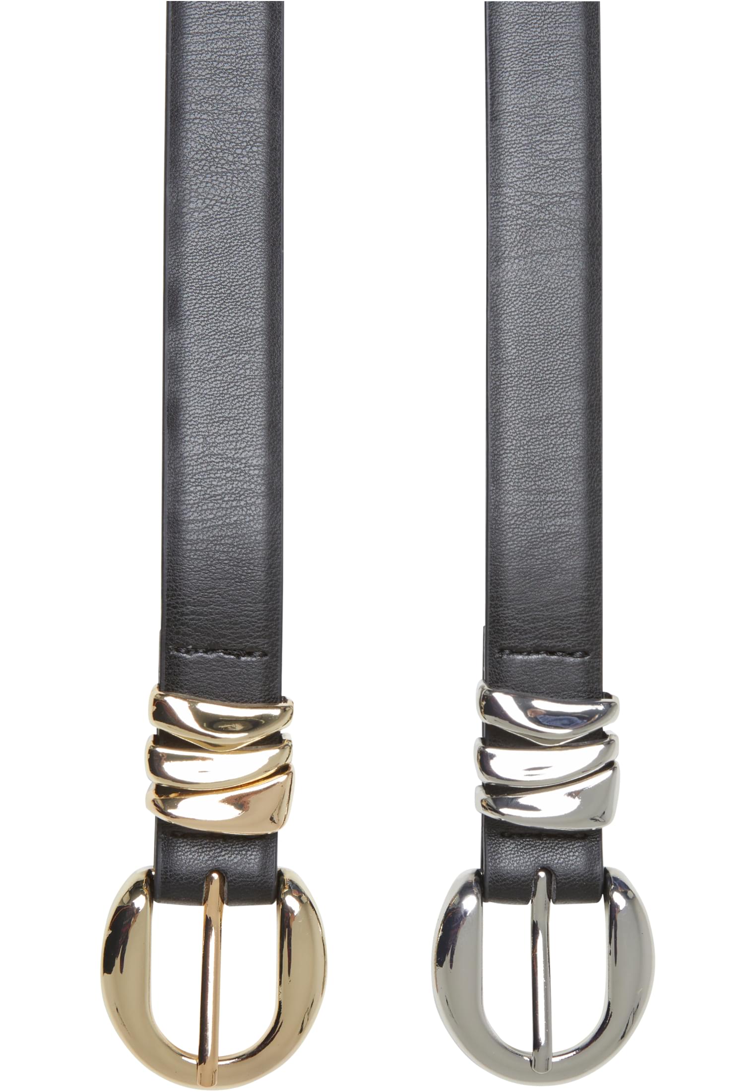 Σετ με 2 Ζώνες Chunky Multiple Loop Synthetic Leather TB7213A Urban Classics Black/Silver black/gold+black/silver