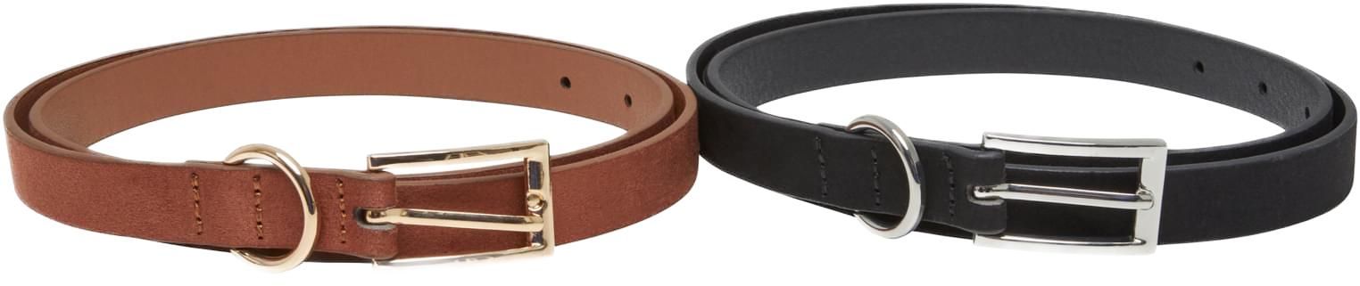 Σετ Ζώνες 2 Τεμαχίων Slim Synthetic Velour Leather TB7214 Urban Classics black/silver+brown/gold