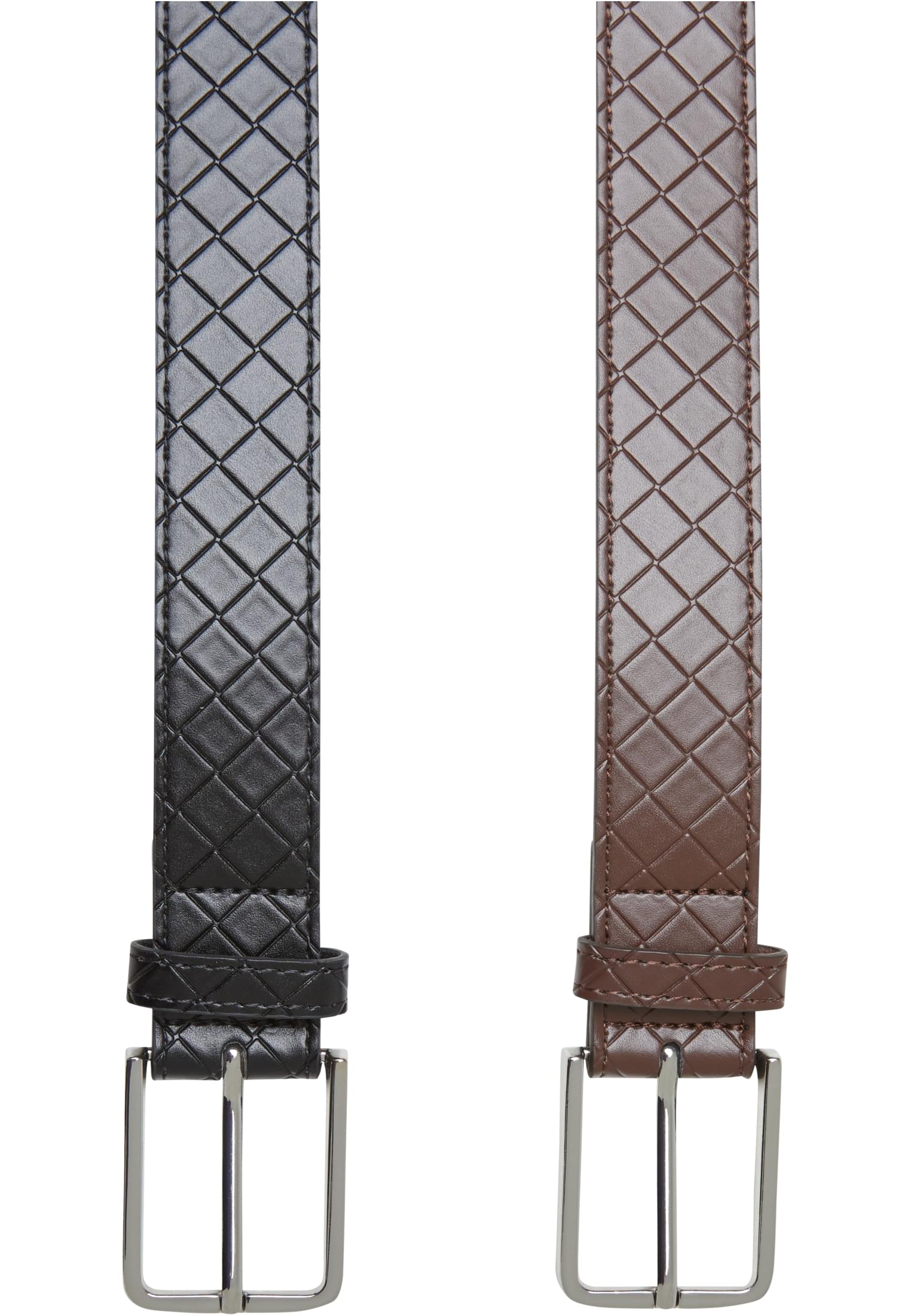 Σετ 2 Ζώνες Woven Embossed Synthetic Leather TB7217A-17831 Urban Classics black/silver+brown/silver