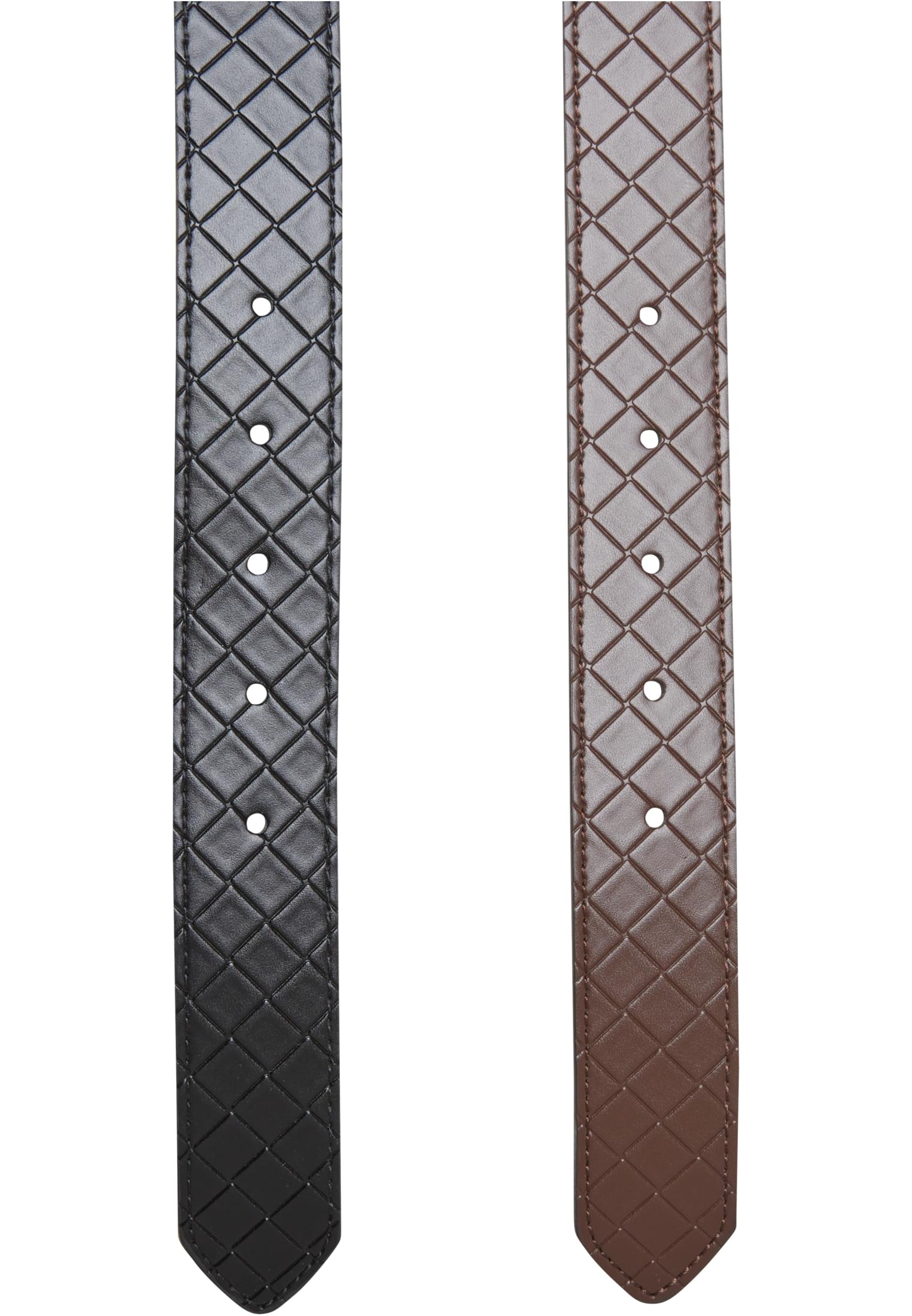 Σετ 2 Ζώνες Woven Embossed Synthetic Leather Tb7217A-17831 Urban Classics Black Silver+Brown Silver αξεσουάρ Simple Wear