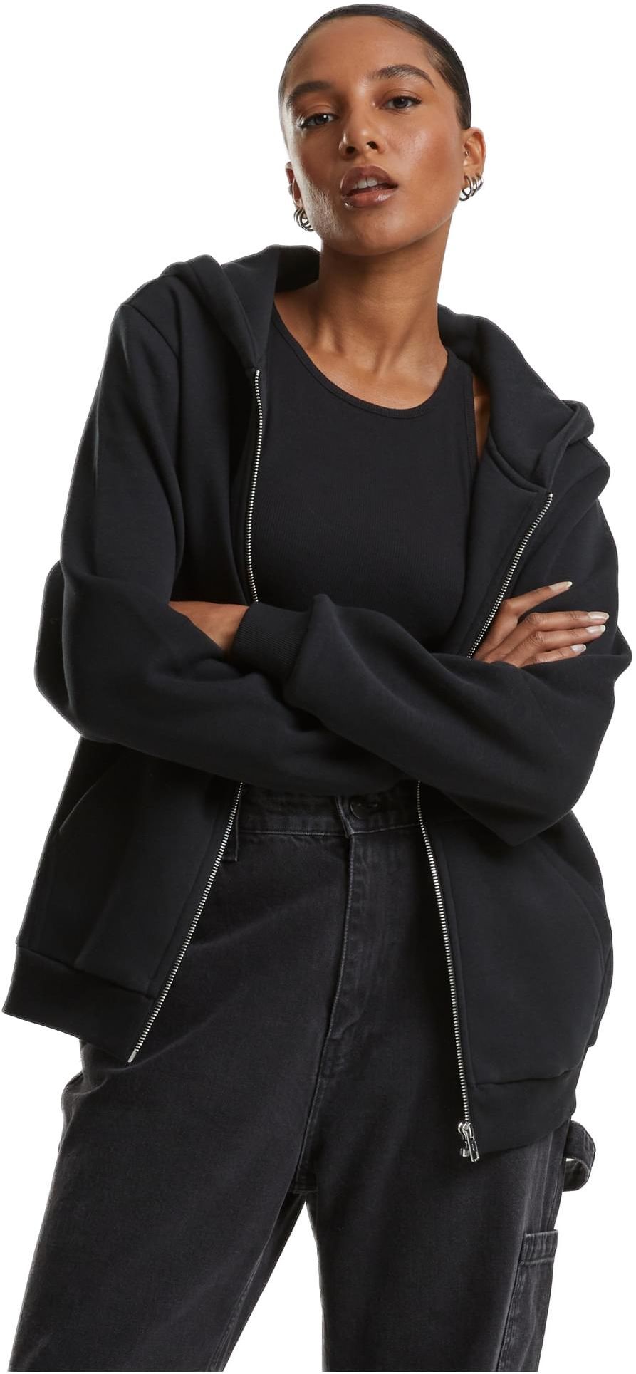 Γυναικεία Ζακέτα με Κουκούλα Fluffy Zip Hoody TB7286-00007 Urban Classics Black