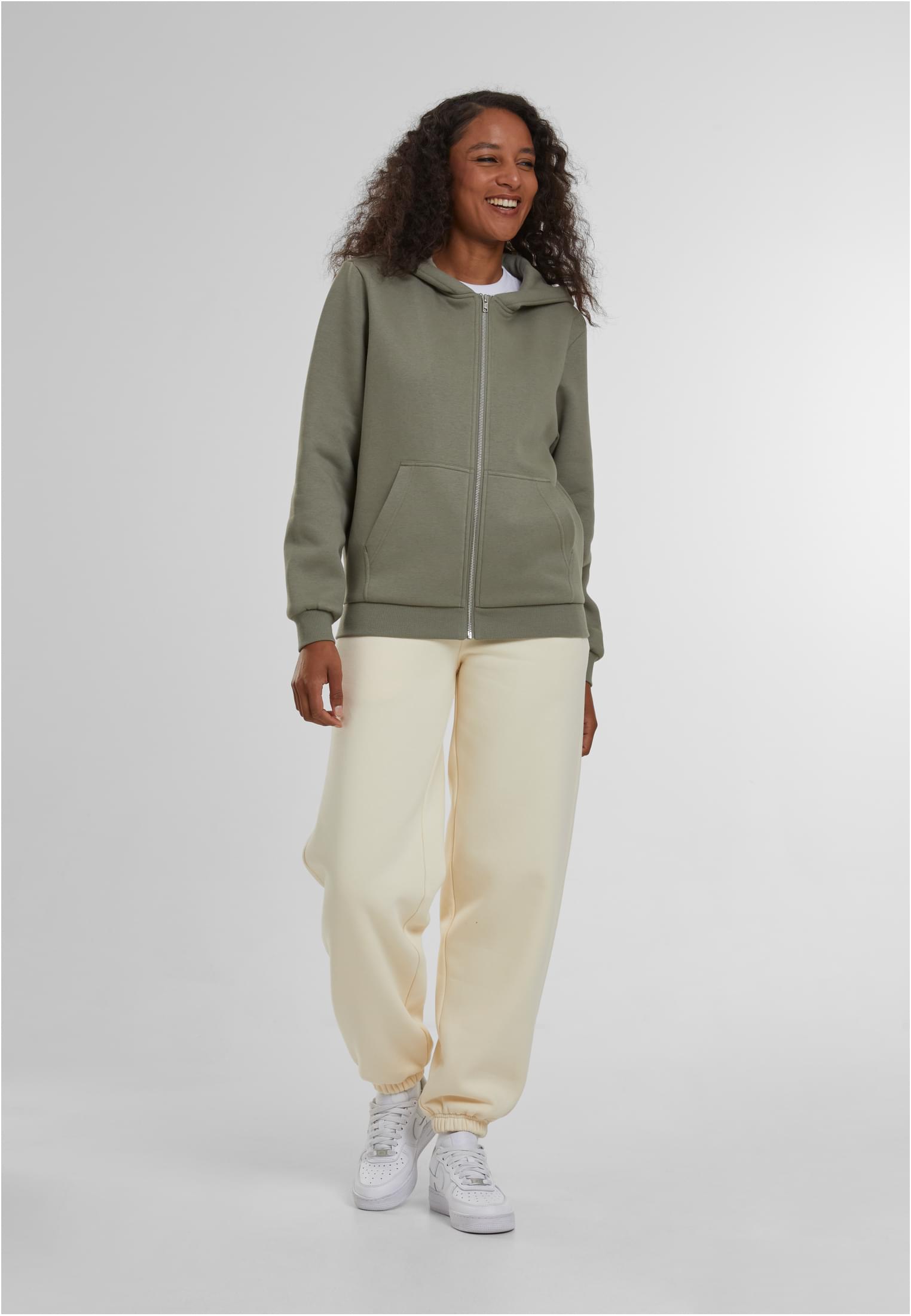 Γυναικεία Ζακέτα με Κουκούλα Fluffy Zip Hoody TB7286 Urban Classics paleolive