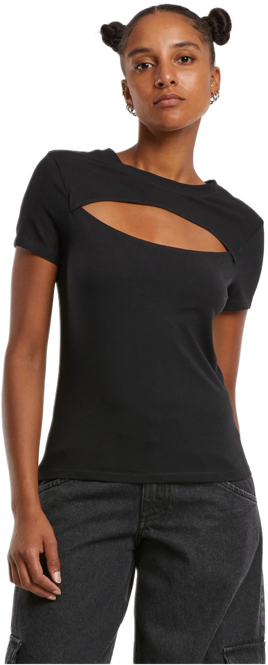 Γυναικείο T-shirt με Ανοίγματα TB7454 Urban Classics Black Black