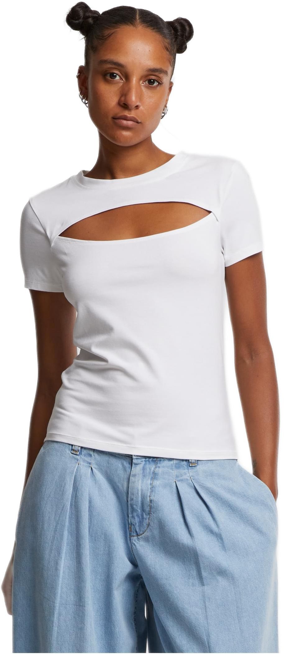 Γυναικείο T-Shirt Short Cut Out TB7454 Urban Classics White