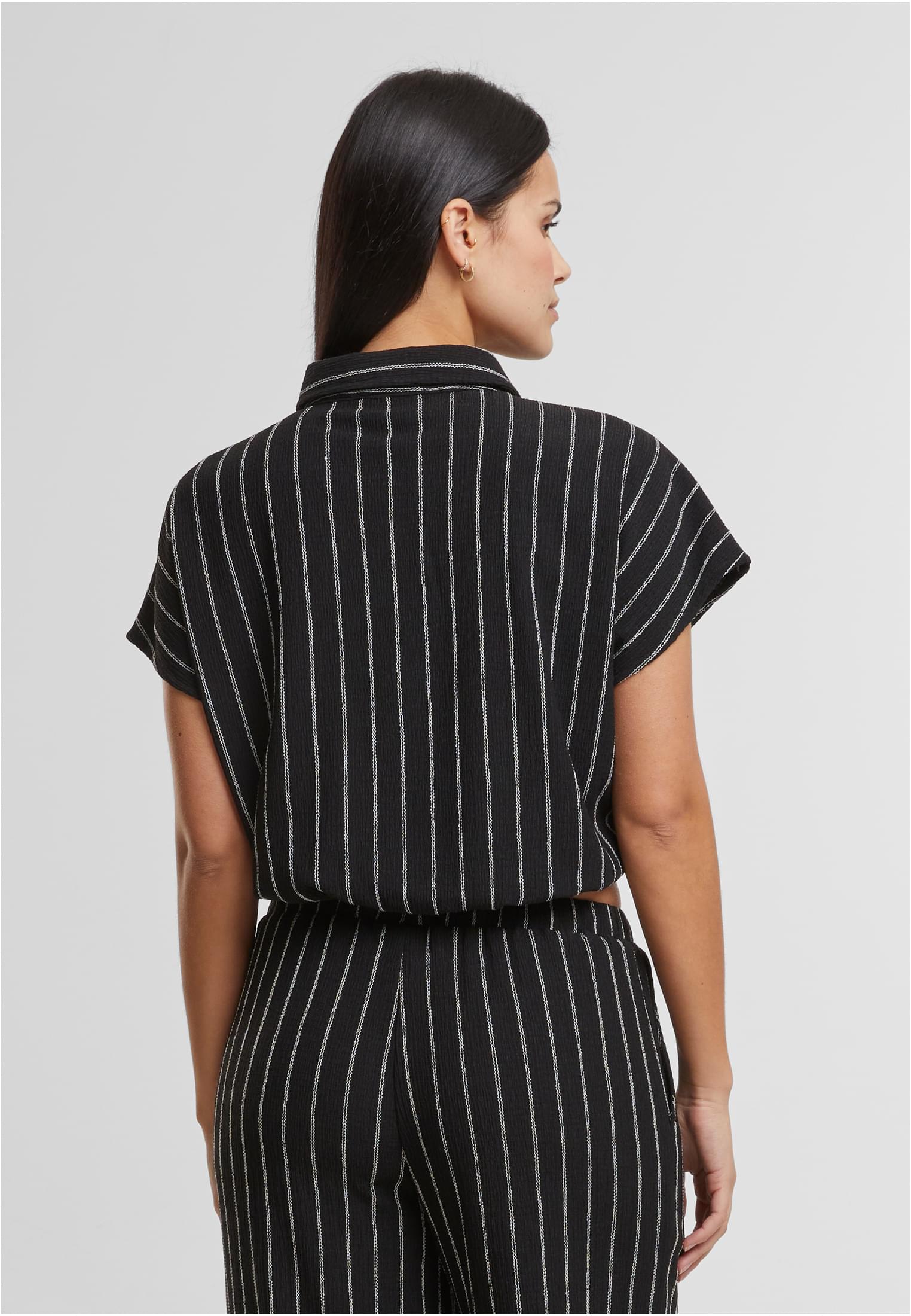 Γυναικεία Ριγέ Μπλούζα με Δέσιμο TB7474 Urban Classics Black/Offwhite