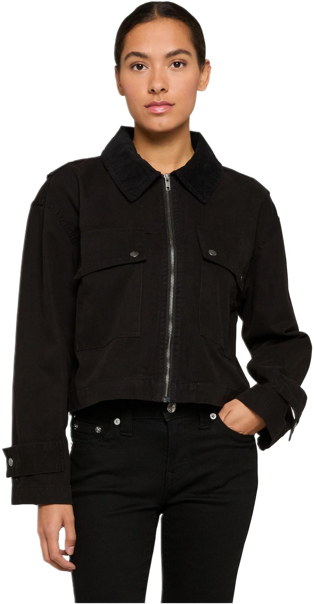 Γυναικείο Cropped Βαμβακερό Μπουφάν TB7726 Urban Classics Black Black