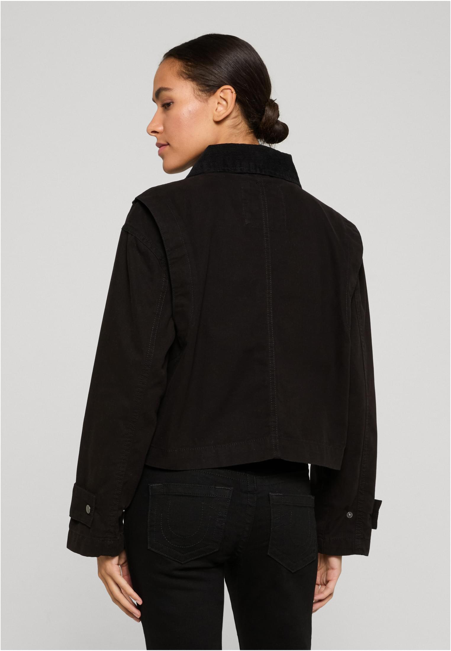 Γυναικείο Cropped Βαμβακερό Μπουφάν TB7726 Urban Classics Black Black