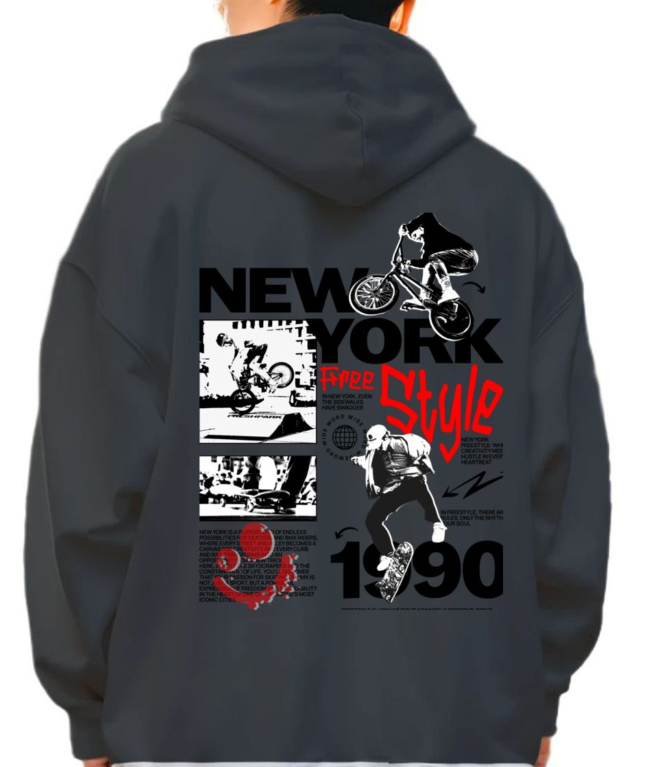 Hoodie New York Freestyle Pop Culture Black
