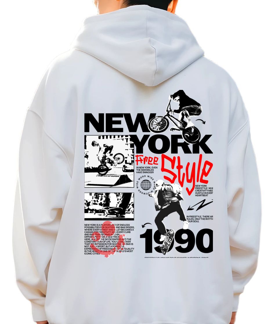 Hoodie New York Freestyle Pop Culture White