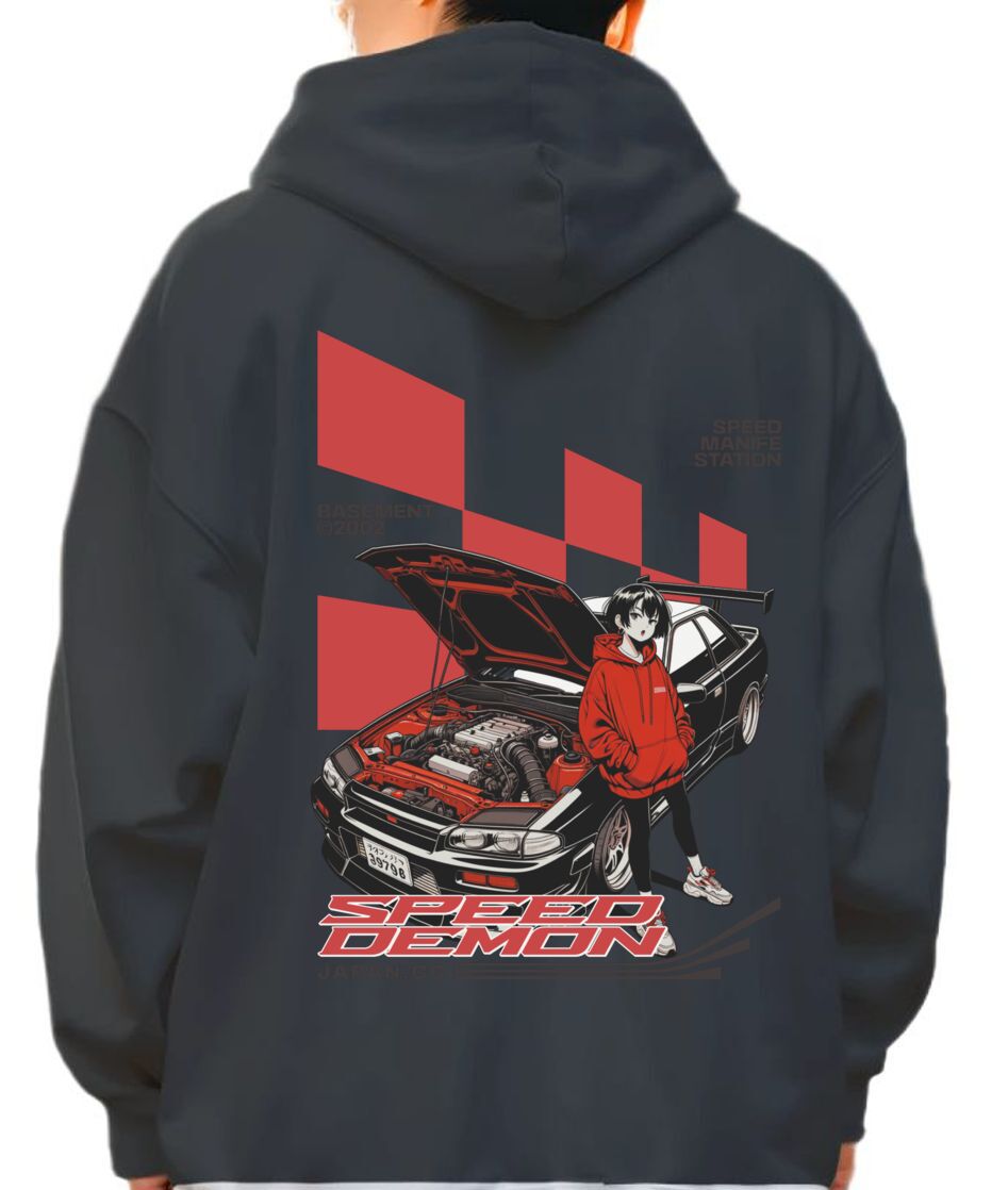 Hoodie Racing Car Graphic Pop Culture Black