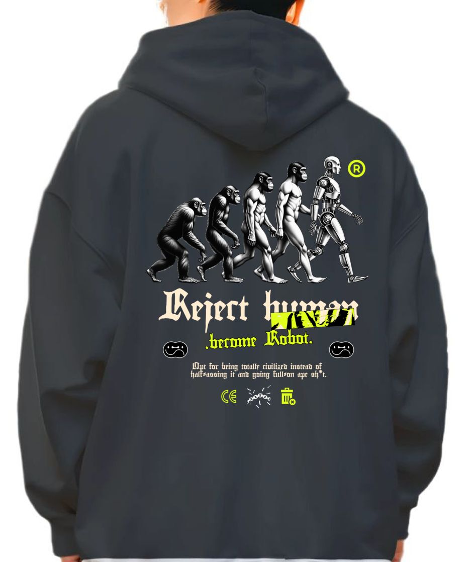 Hoodie Reject Human Pop Culture Black