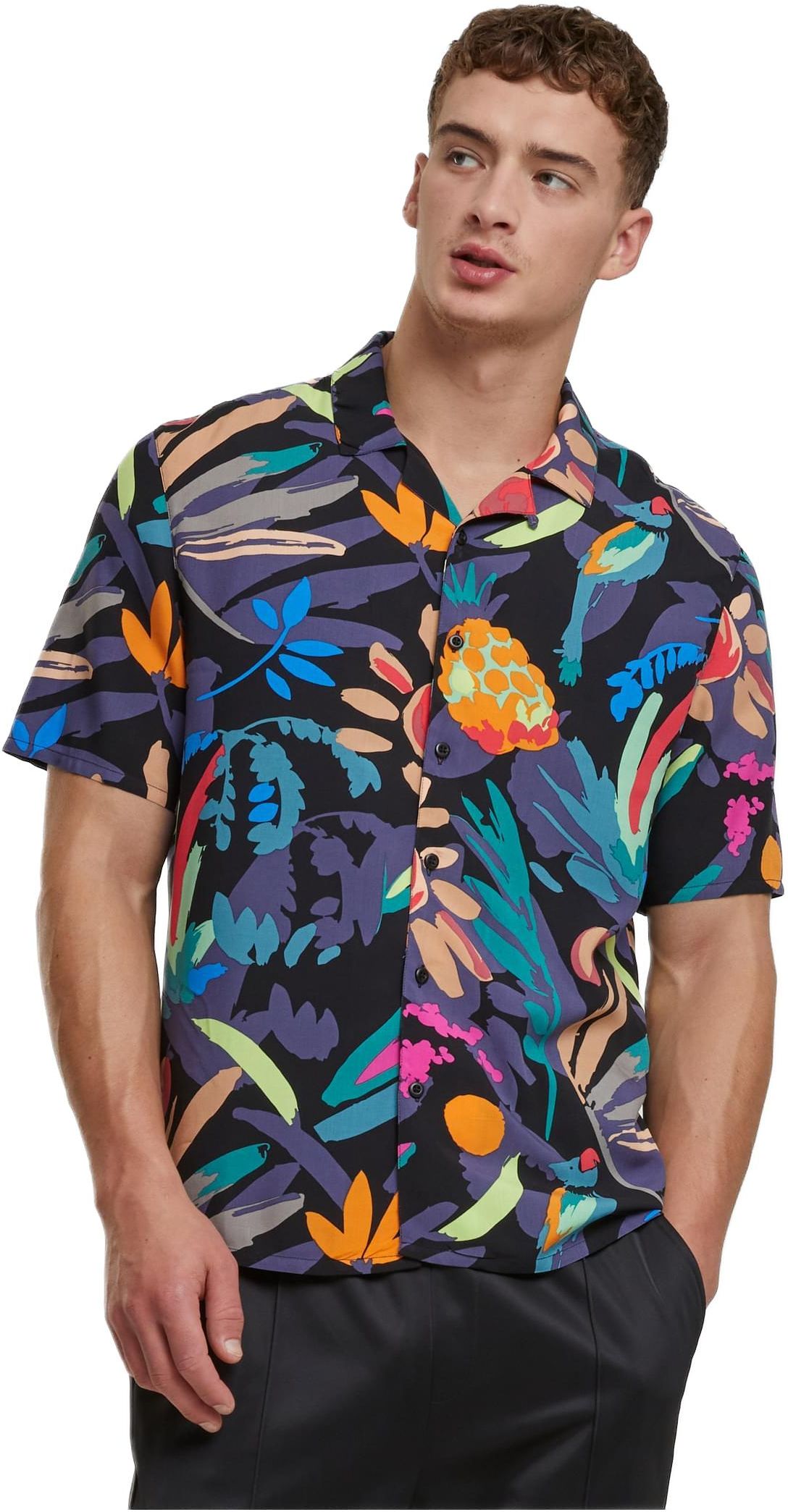 Πουκάμισο Viscose AOP Resort Shirt TB4150-03665 Urban Classics blackfruity