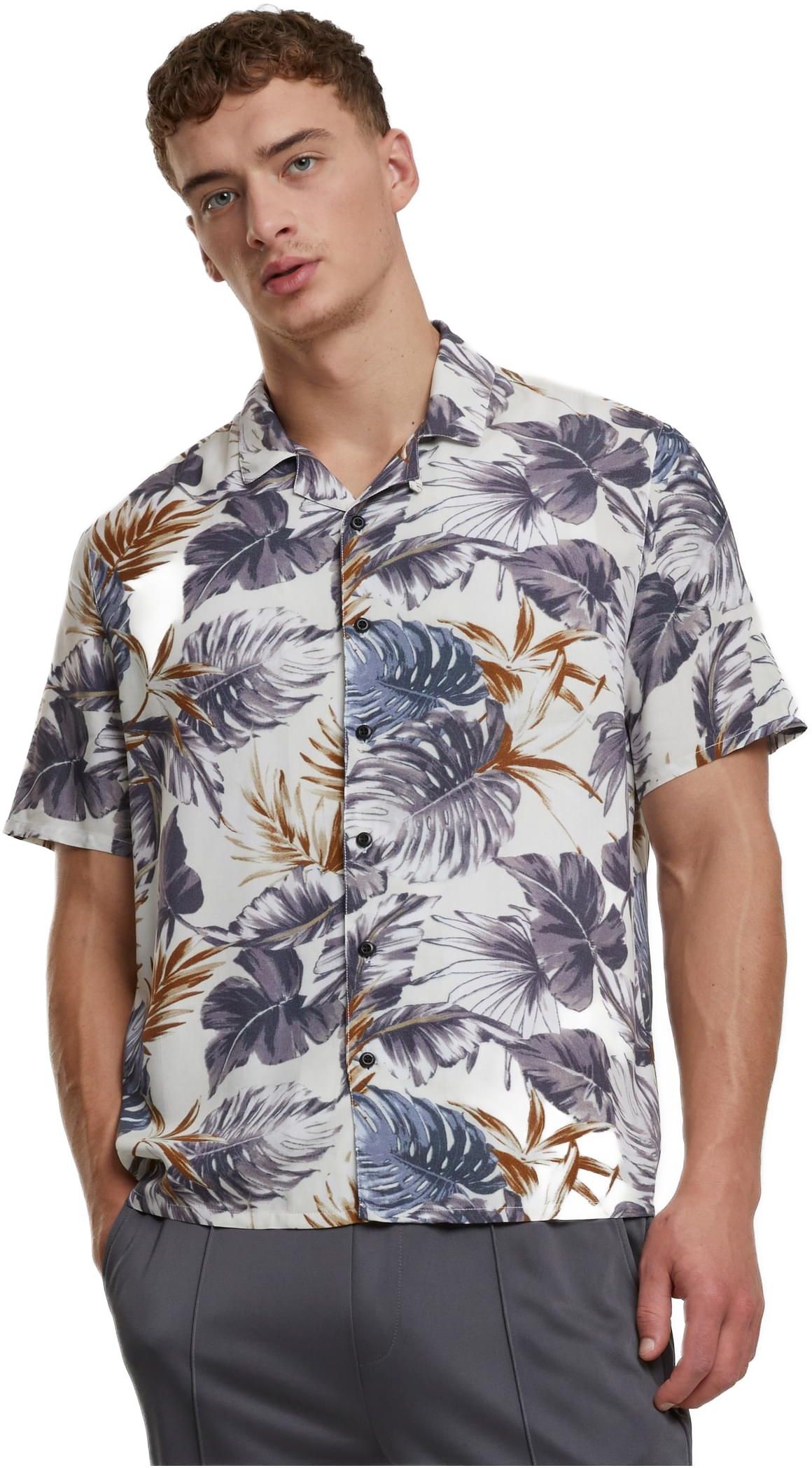 Πουκάμισο Viscose AOP Resort TB4150 Urban Classics blueleaves