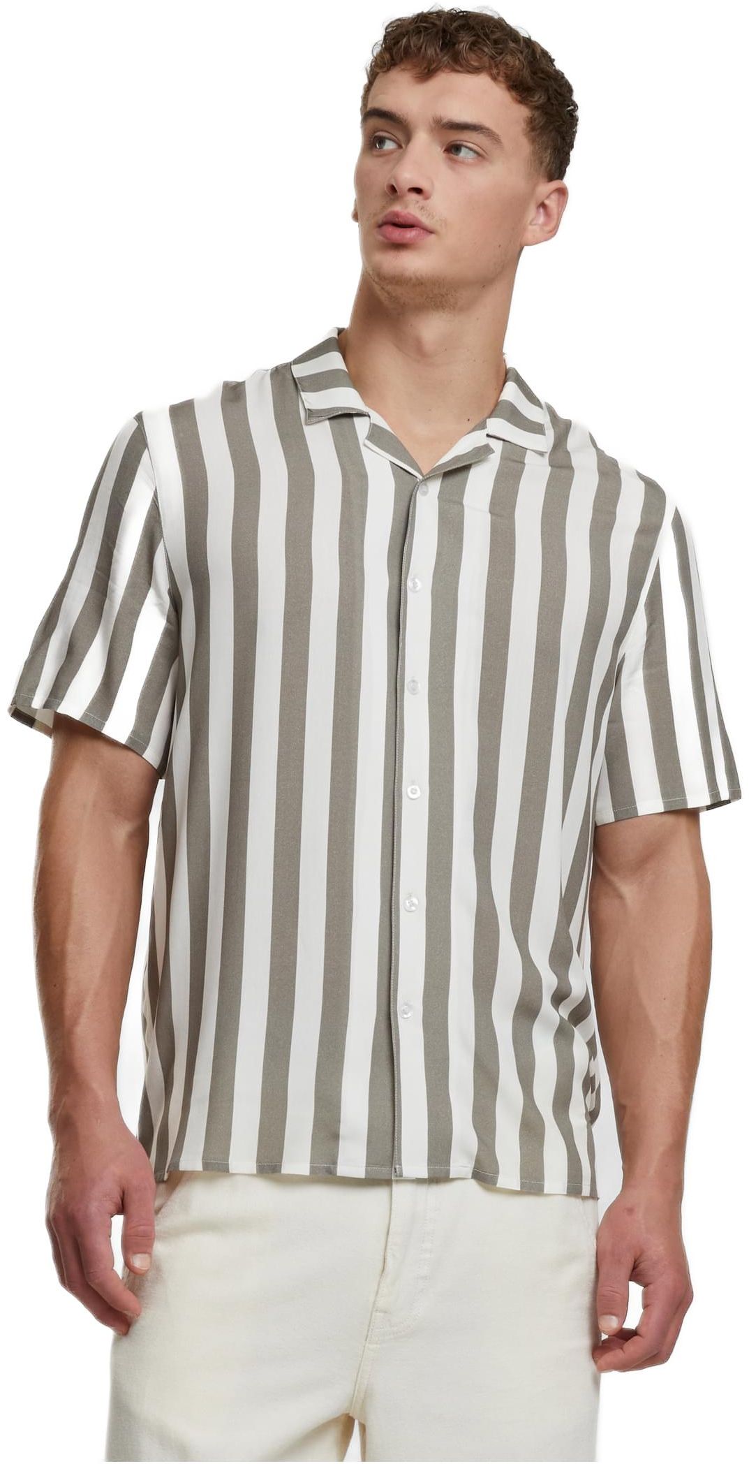 Κοντομάνικο Πουκάμισο Viscose AOP Resort TB4150 Urban Classics paleolive/offwhite