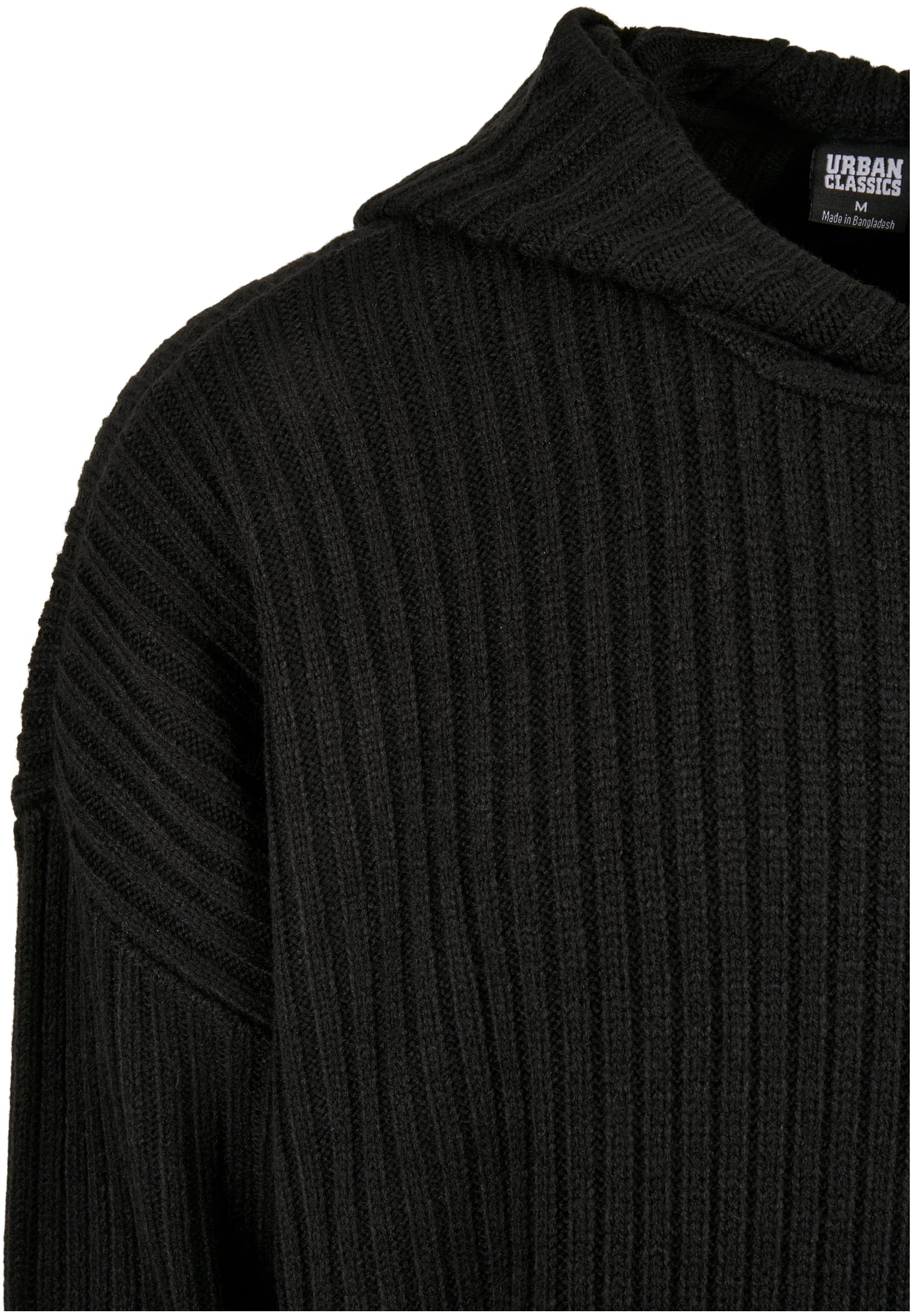 Πλεκτό Φούτερ με Κουκούλα Tb4677 Urban Classics Black ανδρικά Simple Wear