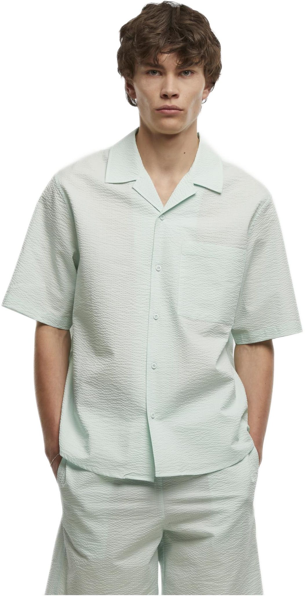 Κοντομάνικο Πουκάμισο Relaxed Seersucker TB6409 Urban Classics frostmint