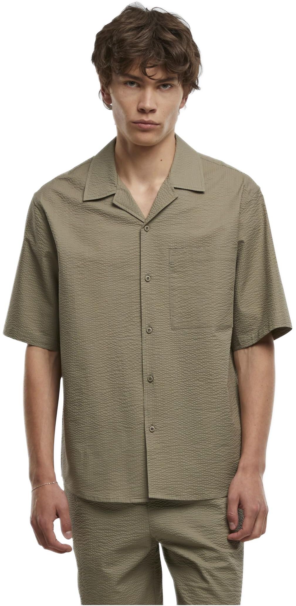 Κοντομάνικο Πουκάμισο Relaxed Seersucker TB6409-18328 Urban Classics paleolive