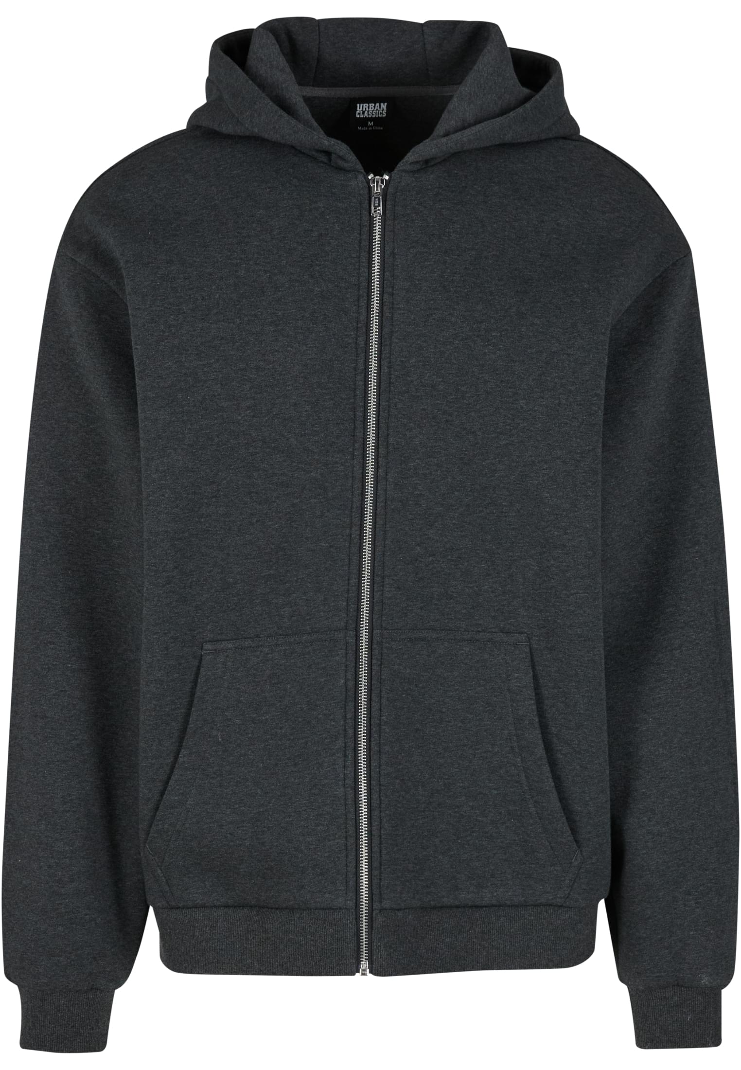Φούτερ με Κουκούλα Και Φερμουάρ Fluffy Tb7284 Urban Classics Charcoal ανδρικά Simple Wear