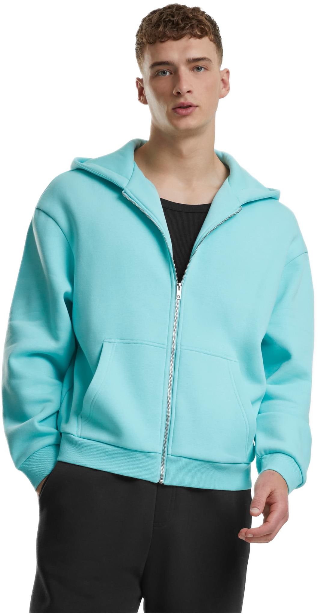 Φούτερ με Κουκούλα και Φερμουάρ Fluffy TB7284 Urban Classics Berylblue
