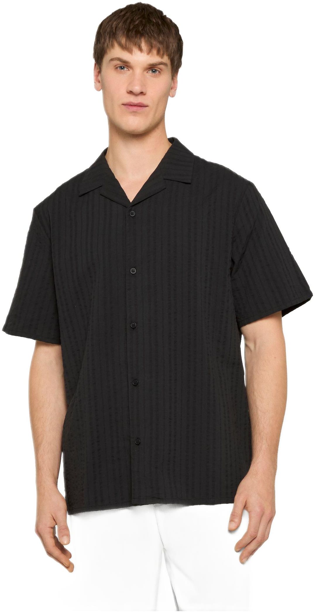 Πουκάμισο Seersucker Resort Shirt TB7569 Urban Classics Black Black