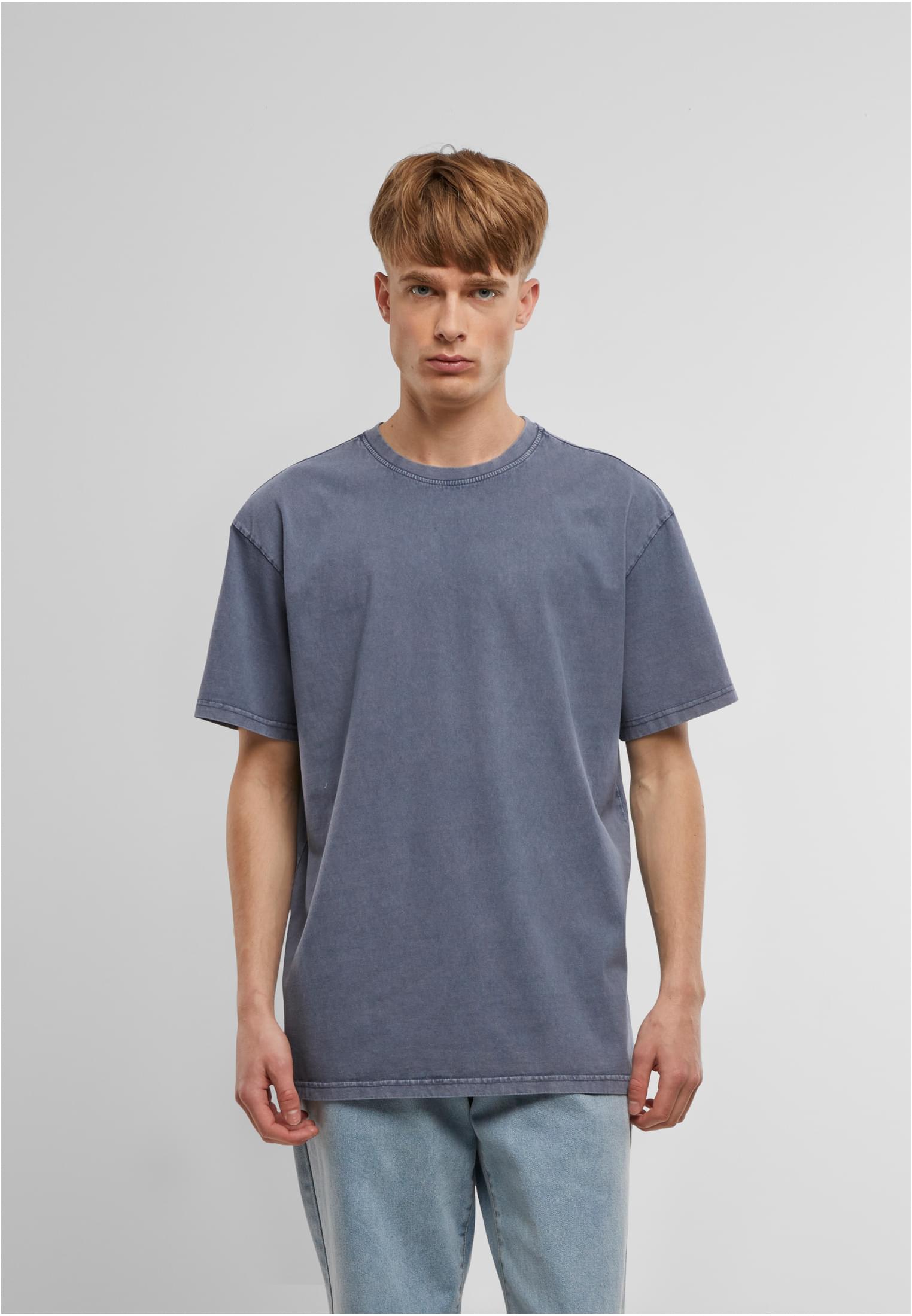 Oversized T-shirt Acid Washed Heavy BY189 Build Your Brand Vintage Blue