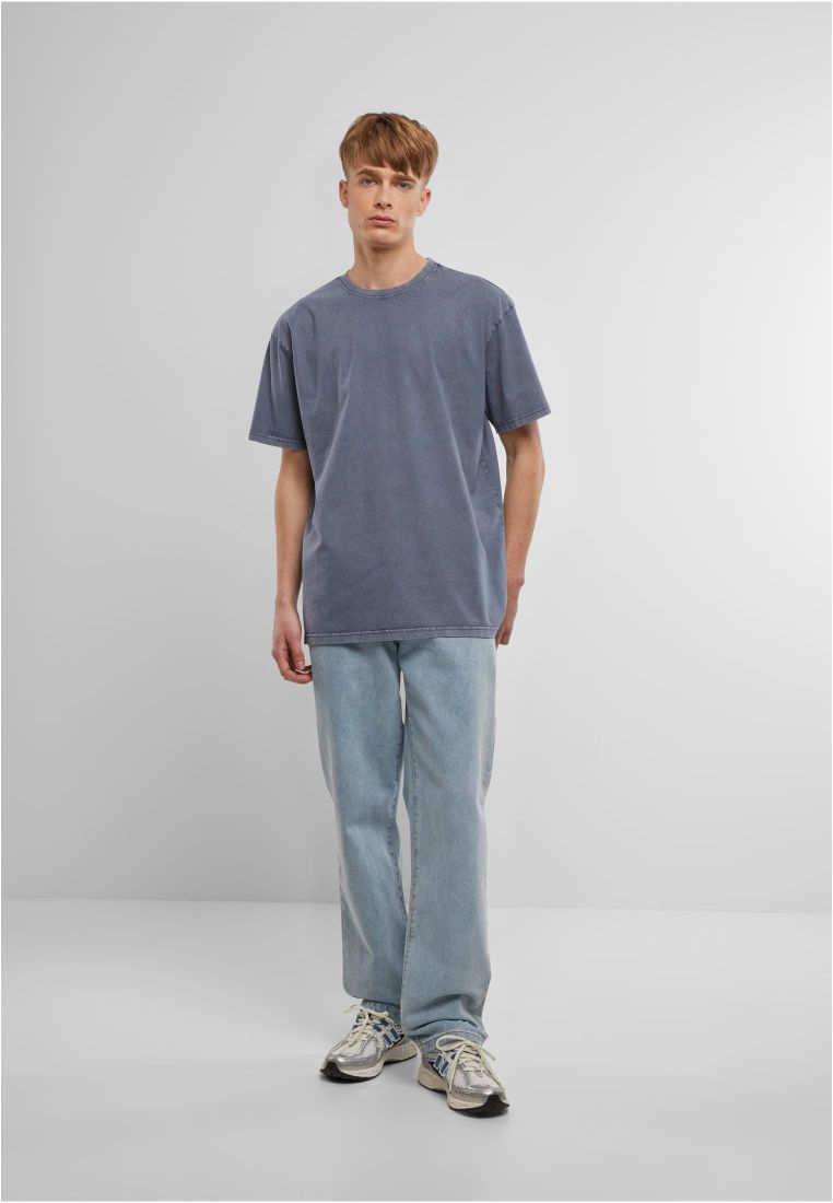 Oversized T-Shirt Acid Washed Heavy By189 Build Your Brand Vintage Blue ανδρικά Basic T-Shirts Simple Wear Μπλουζάκια κοντομάνικα
