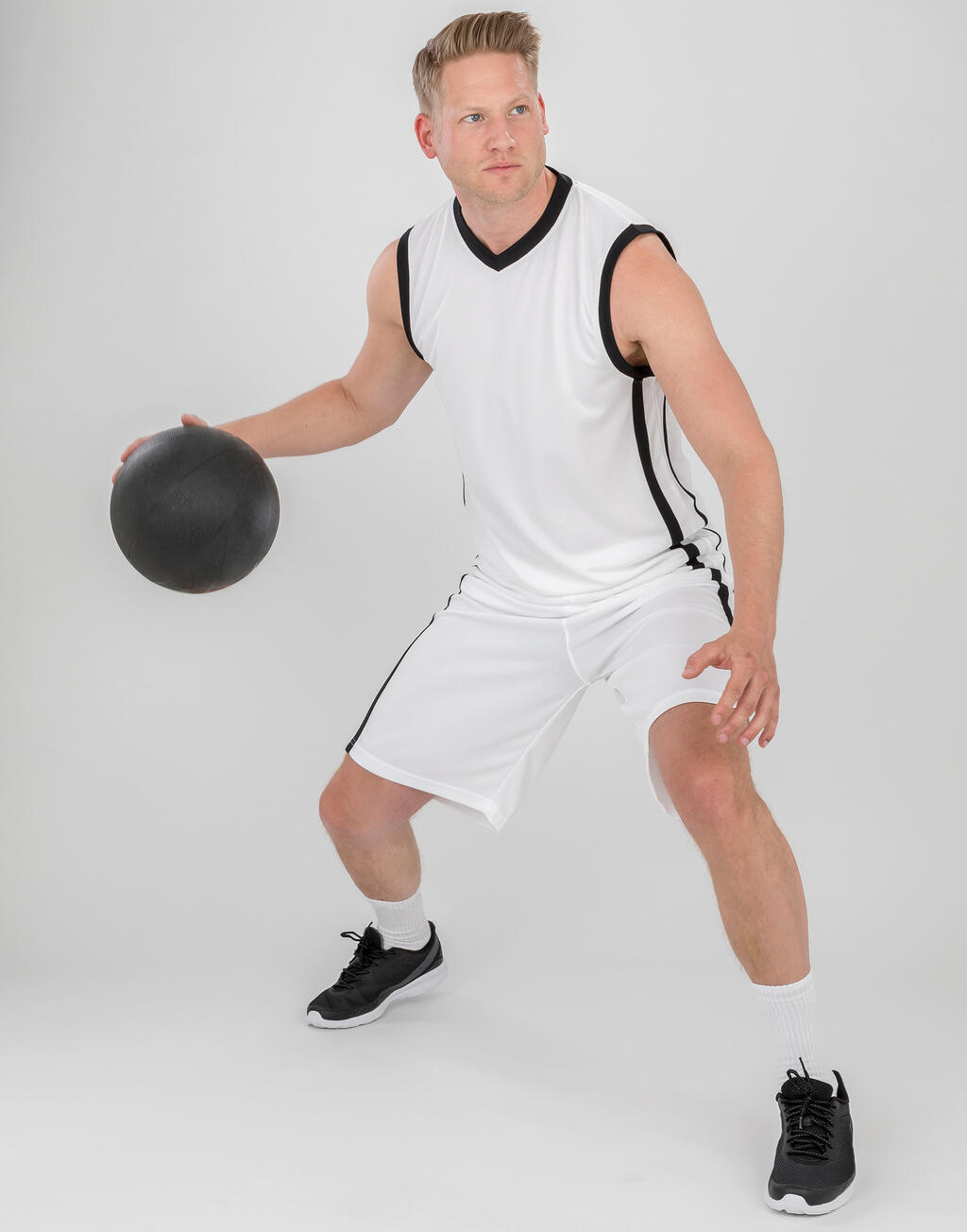 Αθλητική Μπλούζα Basketball S278M Spiro Quick Dry White Black ανδρικά Basic T-Shirts Simple Wear Μπλουζάκια κοντομάνικα
