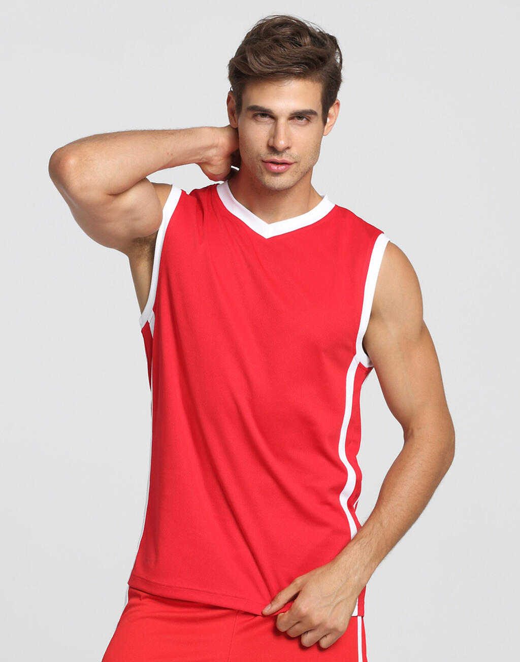 Αθλητική Μπλούζα Basketball S278M Spiro Quick Dry Red White ανδρικά Basic T-Shirts Simple Wear Μπλουζάκια κοντομάνικα
