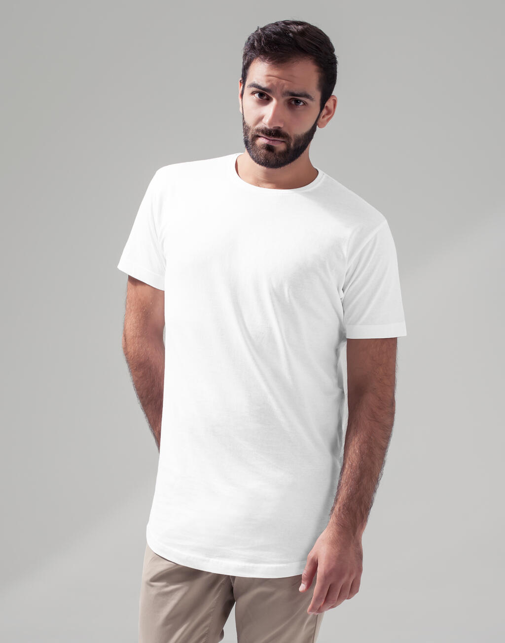 Ανδρικό Μακρύ T-Shirt Shaped BY028 Build Your Brand White