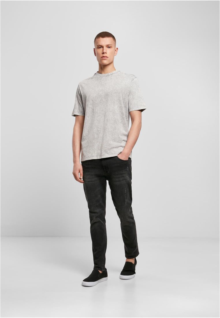 Μπλουζάκι T-Shirt By070 Build Your Brand Acid Washed 160 G M² Grey Black ανδρικά Basic T-Shirts Simple Wear Μπλουζάκια κοντομάνικα