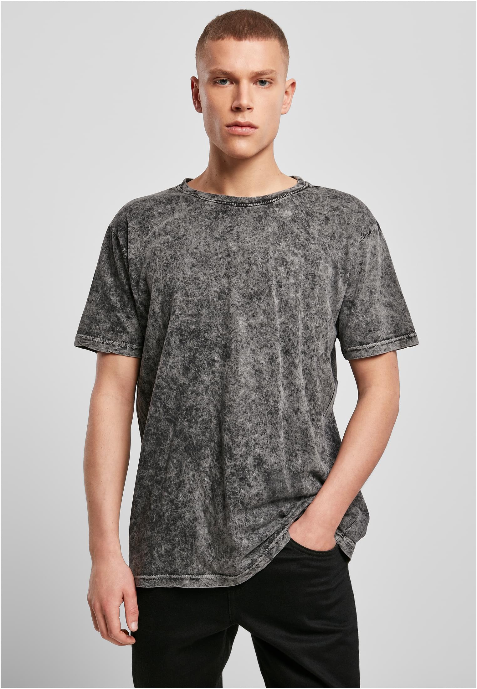Μπλουζάκι T-shirt BY070 Build Your Brand Acid Washed 160 g/m² Dark Grey White