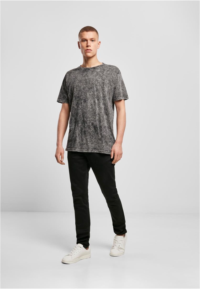 Μπλουζάκι T-Shirt By070 Build Your Brand Acid Washed 160 G M² Dark Grey White ανδρικά Basic T-Shirts Simple Wear Μπλουζάκια κοντομάνικα