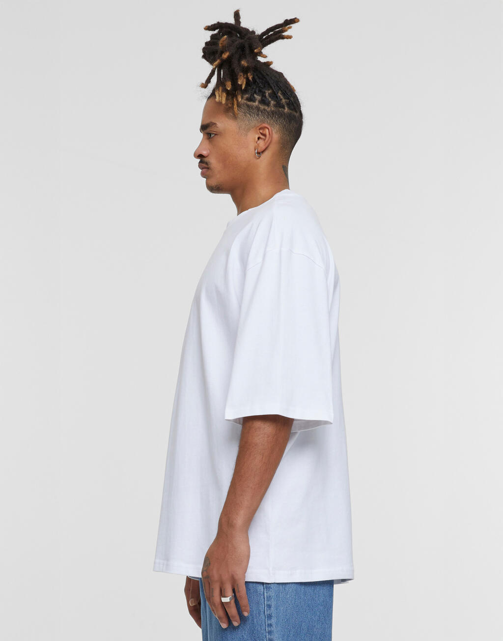 T-Shirt Oversized By256 Build Your Brand White ανδρικά Basic T-Shirts Simple Wear Μπλουζάκια κοντομάνικα