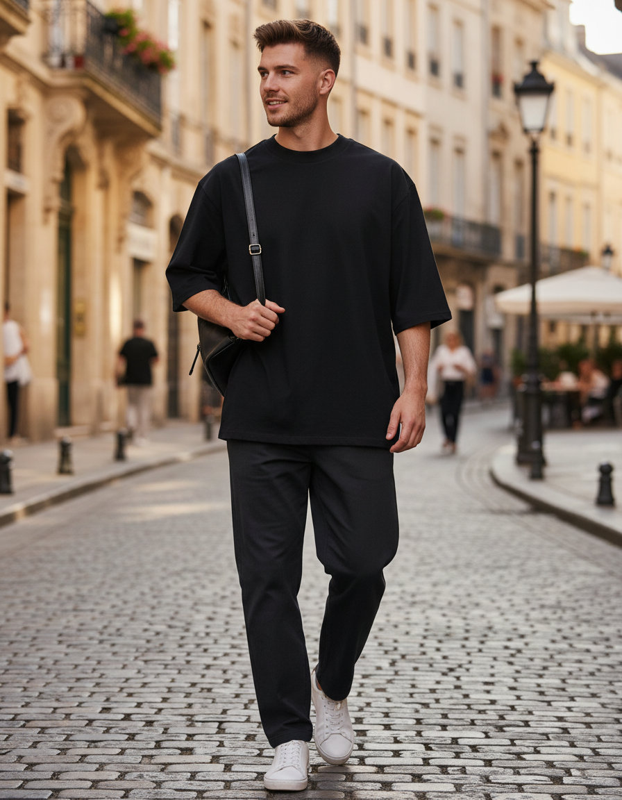 T-Shirt Oversized By256 Build Your Brand Black ανδρικά Basic T-Shirts Simple Wear Μπλουζάκια κοντομάνικα