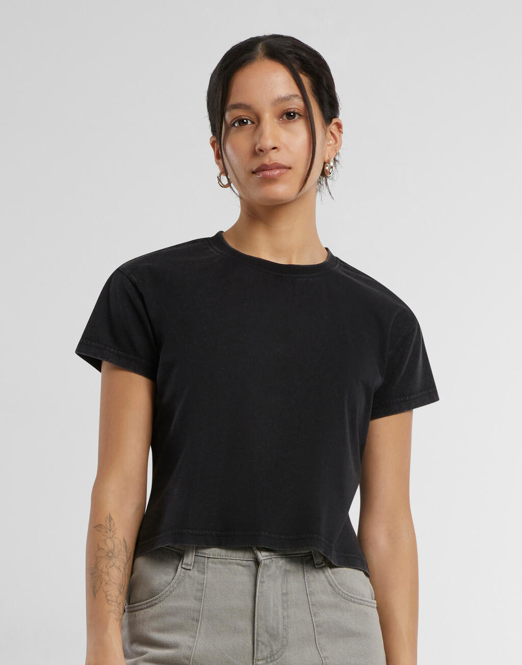 Γυναικείο T-shirt Vintage Cropped BY305 Build Your Brand Black