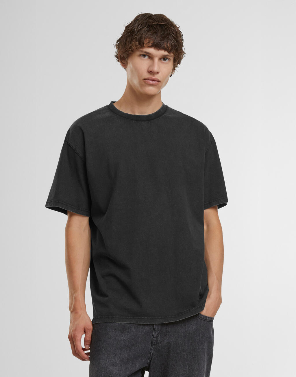 T-Shirt Vintage Heavy Loose BY307 Build Your Brand Black