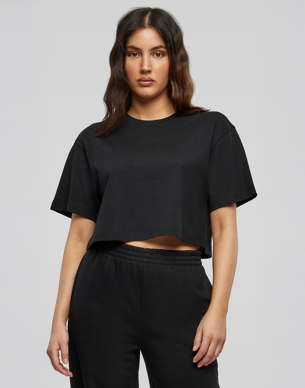 Γυναικείο T-Shirt Oversized Cropped BY264 Build Your Brand Black