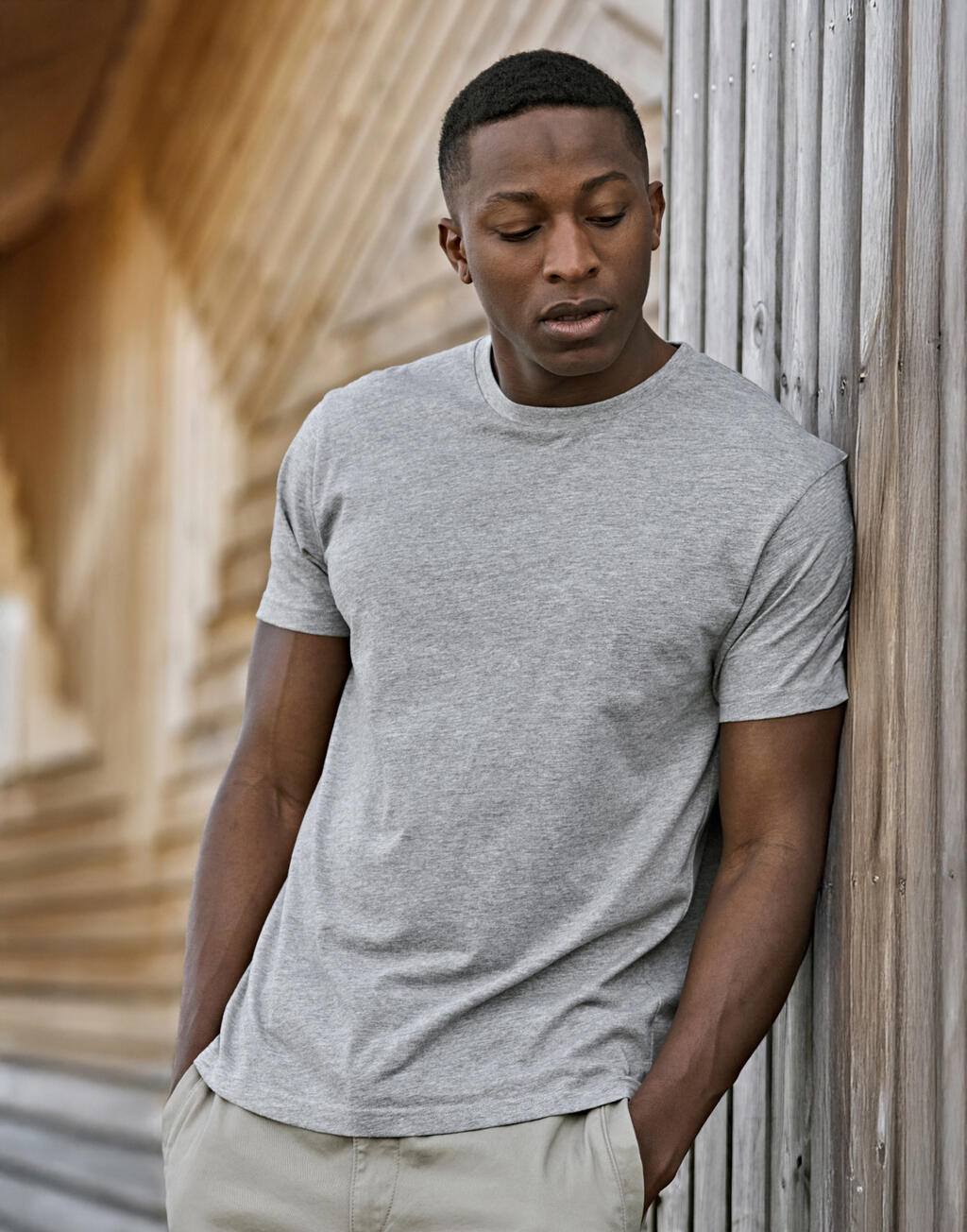 T-Shirt Unlabeled Premium Light Organic Cotton 1140 Tee Jays Heather Grey