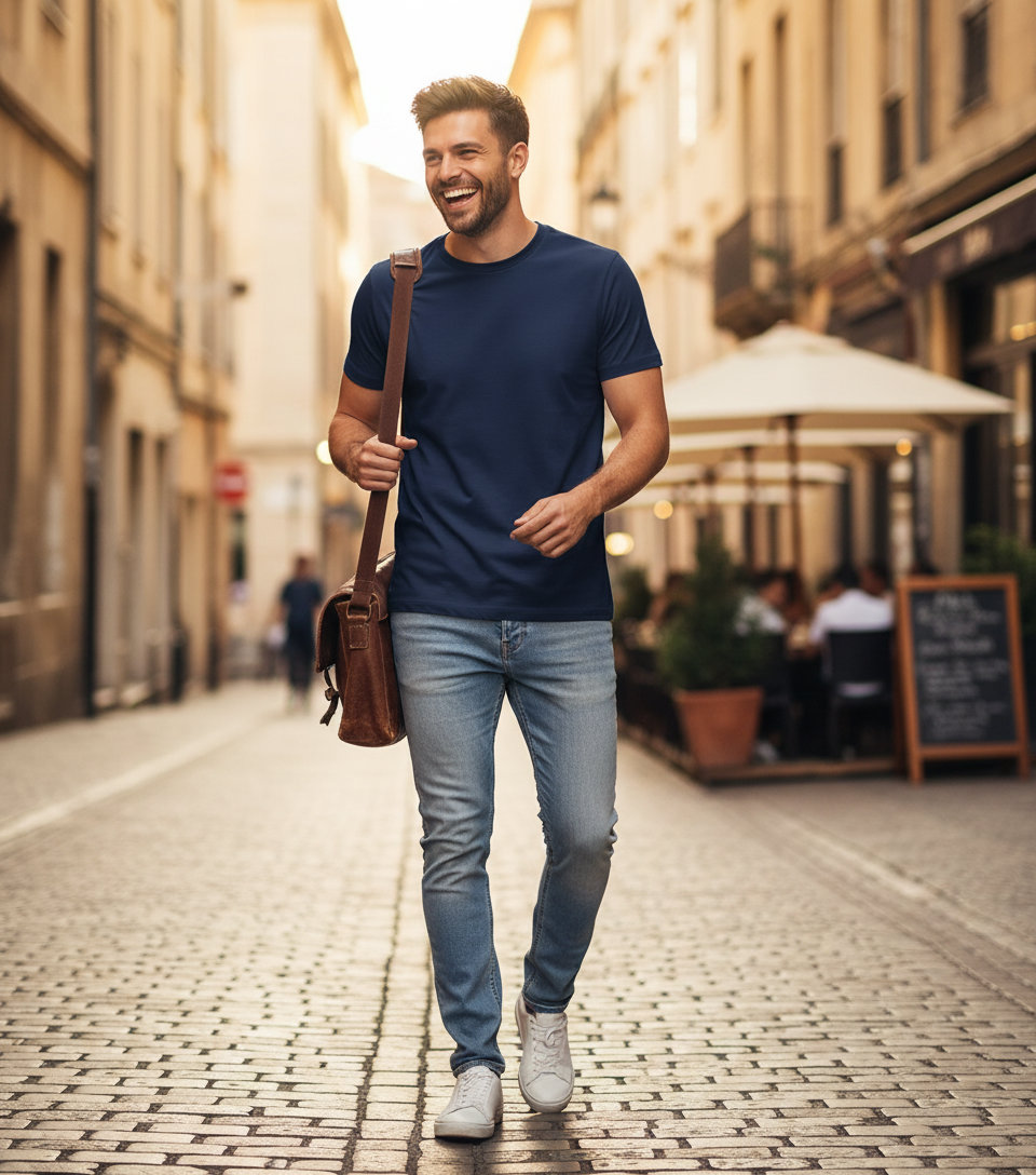 T-Shirt 1150 Tee Jays Luxury Organic Cotton Navy ανδρικά Basic T-Shirts Simple Wear Μπλουζάκια κοντομάνικα