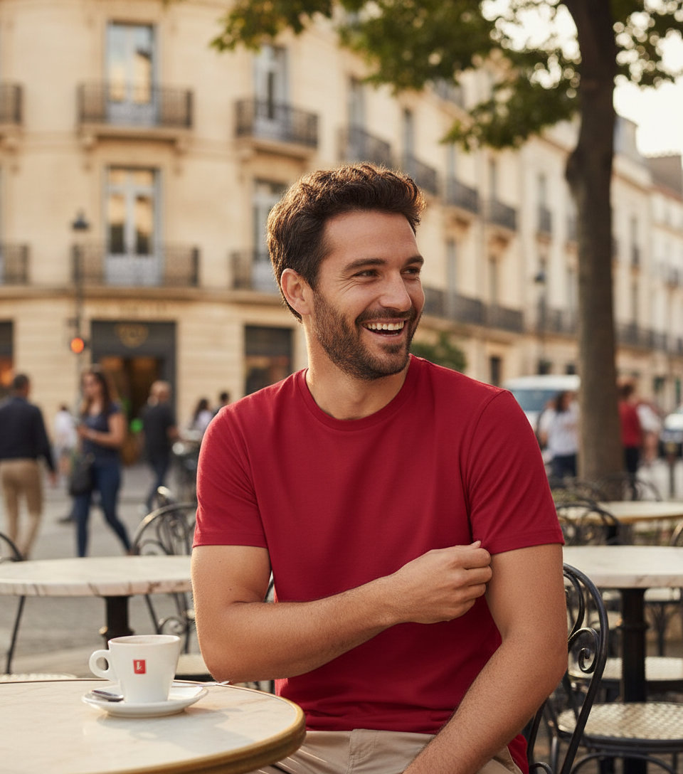 T-Shirt 1150 Tee Jays Luxury Organic Cotton Red ανδρικά Basic T-Shirts Simple Wear Μπλουζάκια κοντομάνικα